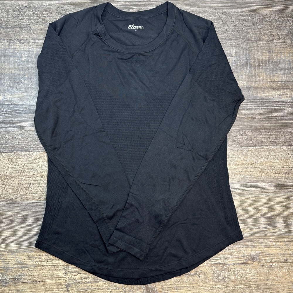 Clove Women's Large‎ Underscrub Crewneck Long Sleeve Shirt Black NEW